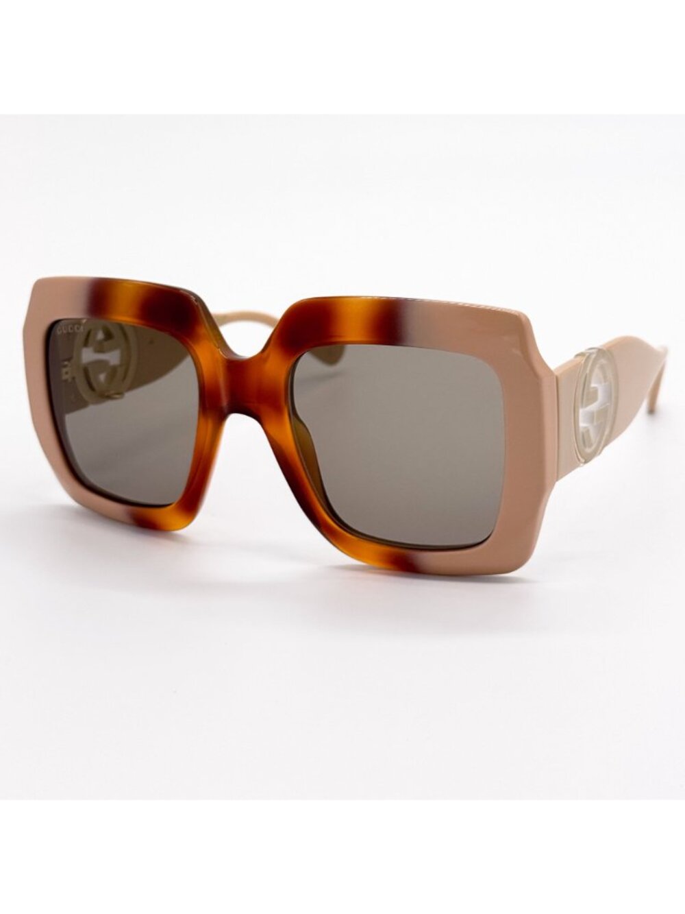 NEW GUCCI SUNGLASSES GG1022S 003 HAVANA WOMEN GUCCI OVERSIZED EYEWEAR WITH CHAIN - Picture 4 of 13